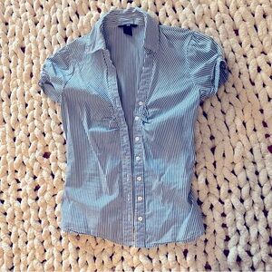 H&M Blue Striped Button-Down Shirt